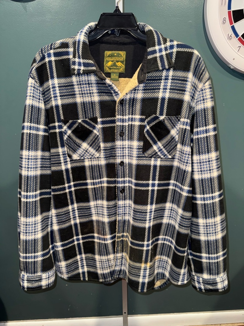 Black White and Plaid Button-Down Shirt Jacket
